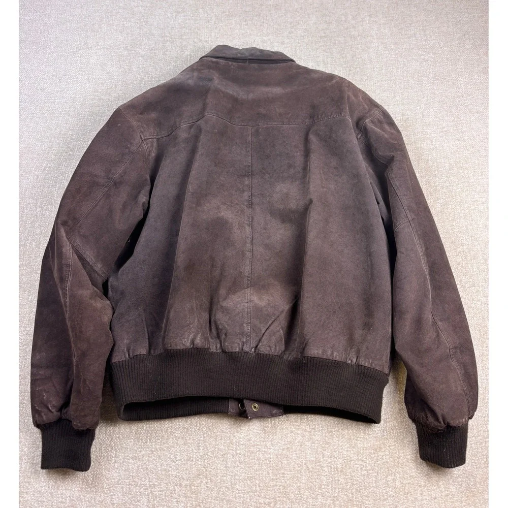 G-III Global Identity Mens Brown Suede Leather Bomber Jacket Vintage L RN 54163